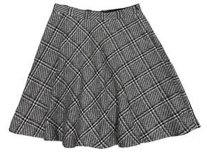 Brooks Brothers 346 Glen Plaid Wool Blend A-Line Skirt Black